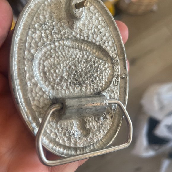 Turquoise Coral Bear Paw Belt Buckle Claw Inlay Zuni Yellowstone - Picture 3 of 3